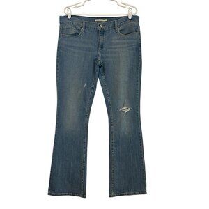 Levi’s 524 Women’s Jeans Size 31 Bootcut Blue Denim Distressed Stretch Zipper